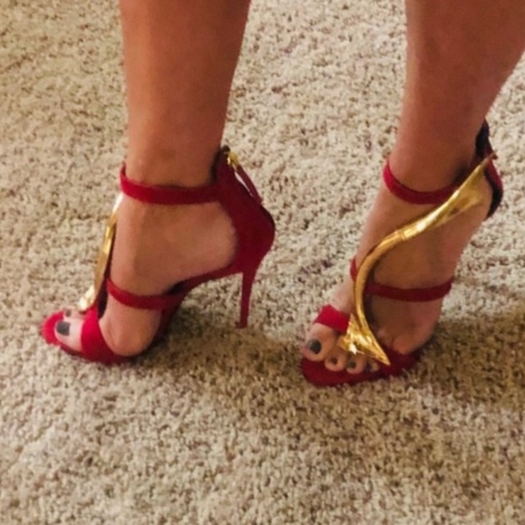 Giuseppe Zanotti Red and Gold Heels - Picture 6 of 6